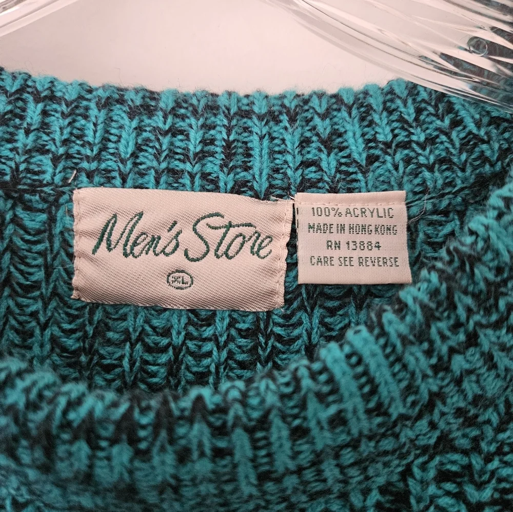Vintage Sweater Black and Teal - Picture 3 of 6